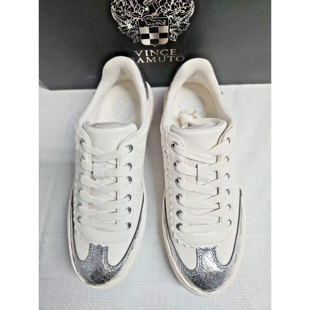 Vince Camuto JENLIE Sneaker laced up Coconut Cream+ Silver woman Sz‎  36/5.5M